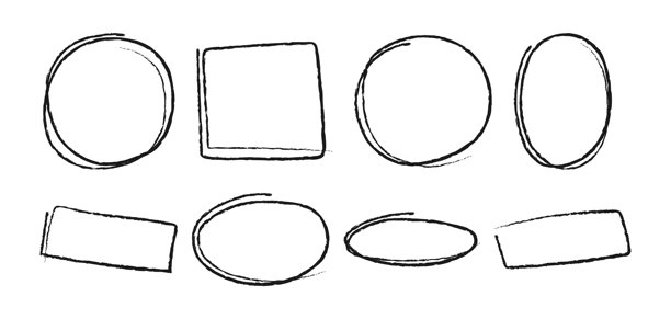 手绘纹理框架用于文本或照片。黑色强调线条用于拼贴 - 几何涂鸦框架，涂鸦笔触图片下载