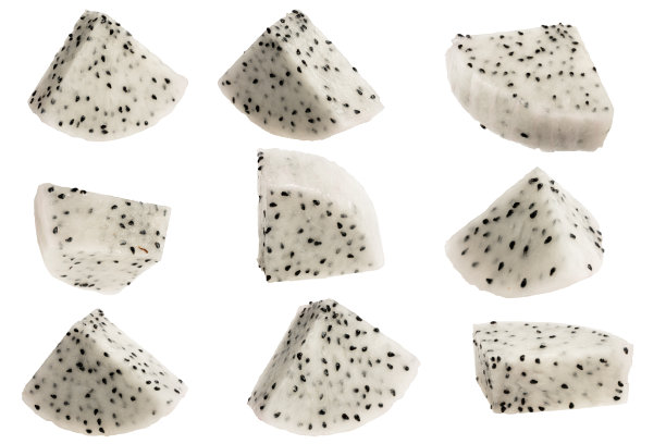 高分辨率的泰国水果照片，聚焦堆叠技术拍摄的火龙果切片。图片下载