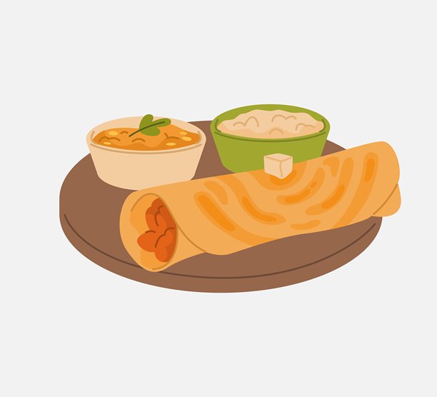 南印度香料薄饼配调味酱和咖喱汤图片下载