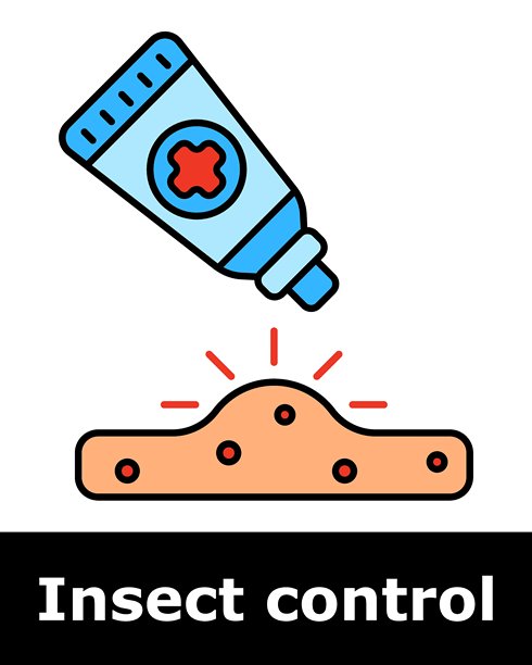 昆虫控制图标。涂抹在皮肤肿胀、红色叮咬处的药膏，以缓解瘙痒、疼痛或过敏刺激。图片下载