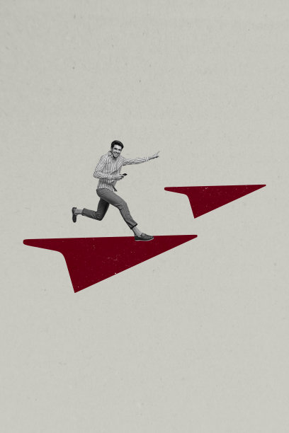 复合趋势艺术作品草图图像照片拼贴，留白运输超现实巨大纸飞机，年轻男孩手持手机奔跑图片下载