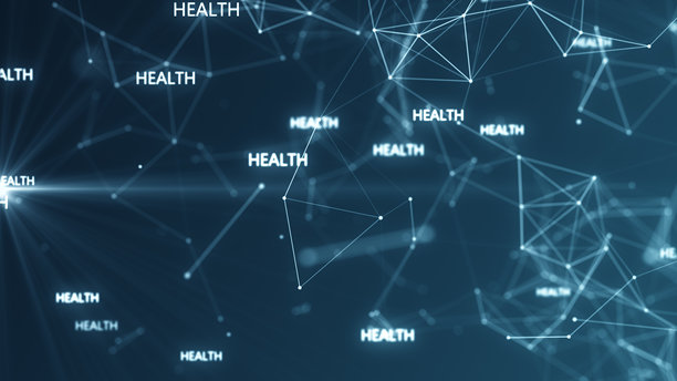 医疗创新概念背景的健康护理图标图案 4K库存照片图片下载