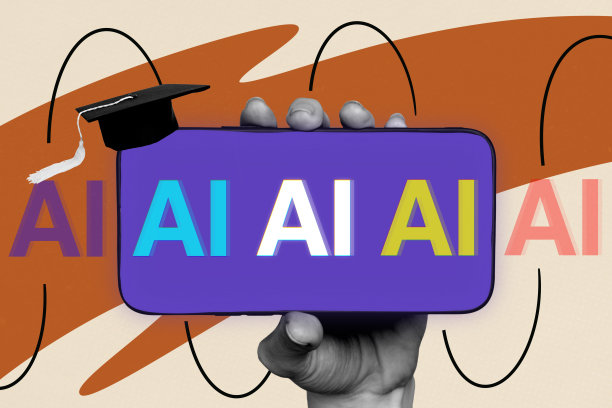 手持智能手机的学生在大学课堂上进行3D照片拼贴艺术作品的趋势蒙太奇，展示了秋季课程的毕业生。图片下载