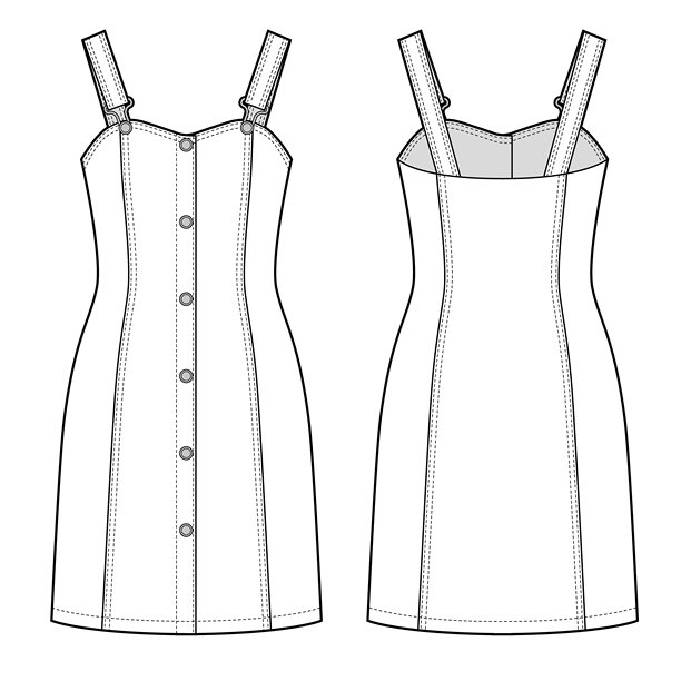 前面带扣的牛仔连衣裙图片下载