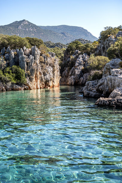 海水惊人的蓝色绿松石水彩画和美丽的风景图片下载