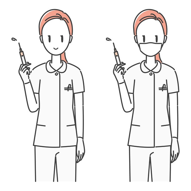 插图素材：女性护士手持疫苗注射器（单色 | 简约）<用于商业材料>图片下载
