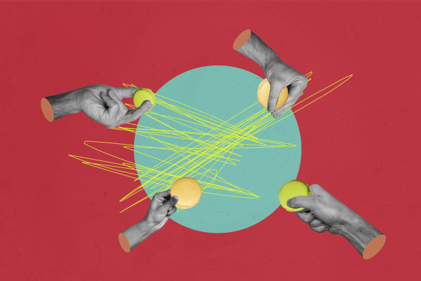 创意图片拼贴，3D人手分享和握住马卡龙甜点，糖分丰富的美食，绘画涂鸦，身体碎片，咖啡馆点单图片下载