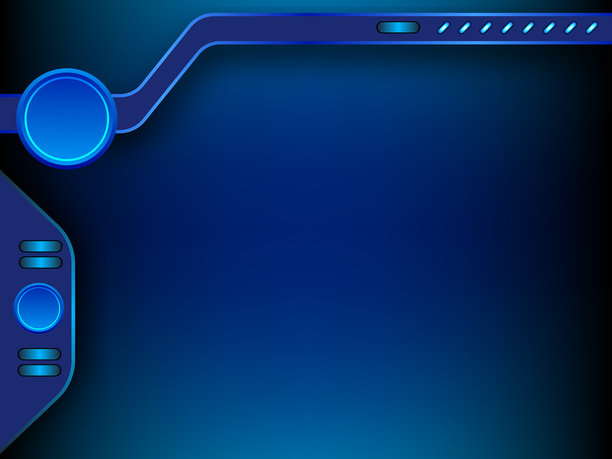 未来数字技术HUD界面，带有发光的蓝色霓虹元素，背景为黑色抽象图案，适合科幻用户界面布局、赛博朋克仪表盘、现代科技屏幕和虚拟数据展示。图片下载