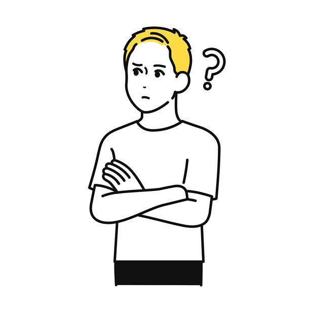 双臂交叉，思考，T恤，年轻男子，插图素材图片下载