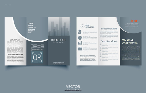 带有城市照片的三折宣传册布局图片下载