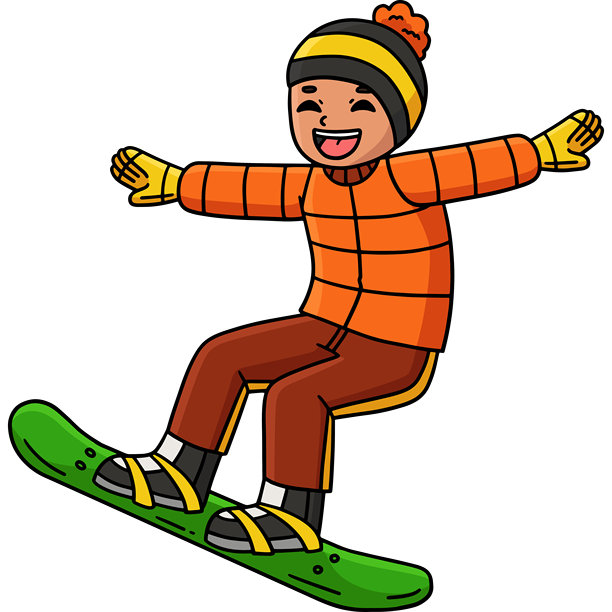 滑雪板男孩滑行的剪贴画图片下载