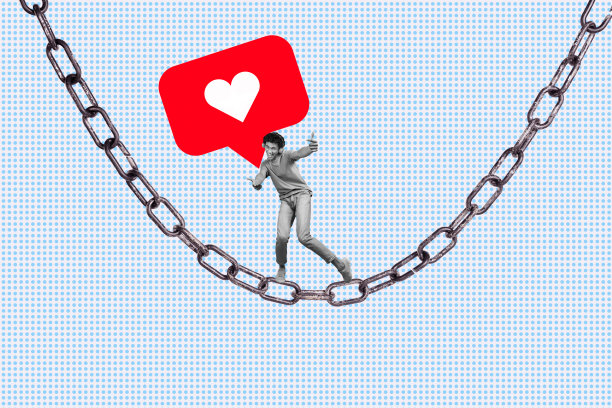 快乐男孩戴着耳机跳舞的3D照片拼贴，像连锁反应的影响者奴役媒体图片下载