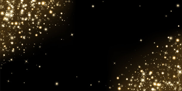 带有光辉、闪光和散景的金色闪光角落，适用于任何背景或照片的叠加，使用屏幕模式。适合圣诞节、新年、邀请函和庆祝横幅的节日框架。矢量图。图片下载