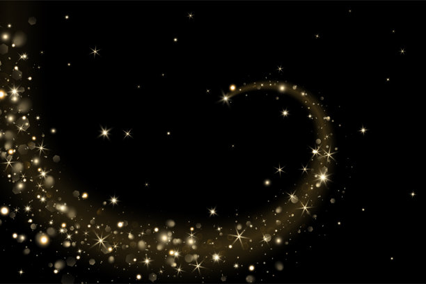 将其作为叠加层添加到任何背景或照片中，使用屏幕模式。金色闪光波。闪烁的灯光，光辉，魔法尘埃效果。适用于圣诞节、派对海报、庆祝横幅、促销活动。矢量图。图片下载