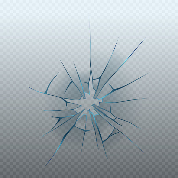 逼真的玻璃裂纹，孤立在透明背景上。破碎窗户、显示器、设备屏幕、汽车挡风玻璃、枪击效果的矢量插图。事故设计元素。图片下载