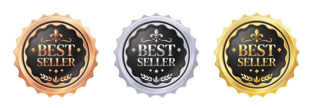 畅销奢侈品牌。优质徽章和贴纸，配有金、银和铜奖牌。复古优雅的圆形框架，用于包装设计的矢量套件。图片下载