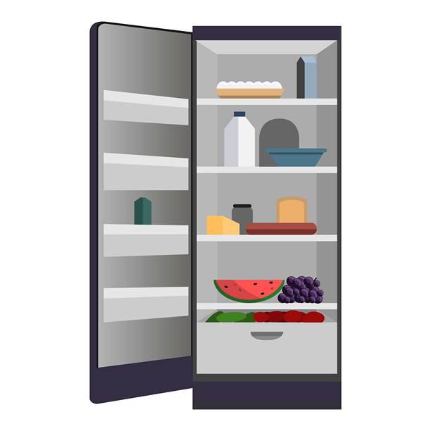 卡通风格的打开家用冰箱图标图片下载