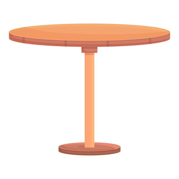 圆形木桌图标卡通矢量。木质餐桌面图片下载