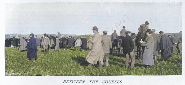 猎兔赛，田野中的人群，维多利亚时代19世纪，复古照片图片下载