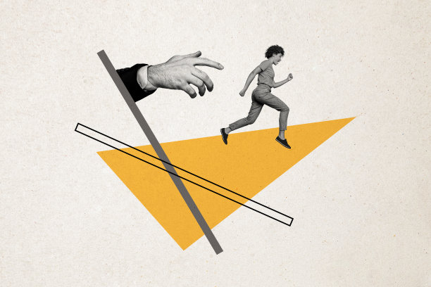 合成照片拼贴，表现一位惊慌的美国女孩被男性手掌欺凌，受害者在控制和痛苦中孤立，背景为涂鸦风格。图片下载