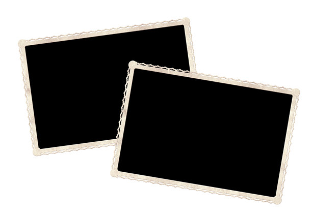 两个复古照片框。怀旧的剪贴簿风格。模板展示。留白供文本使用。背景为白色。图片下载