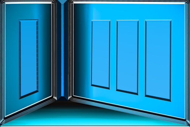 3D抽象蓝色空房间图形背景图片。图片下载