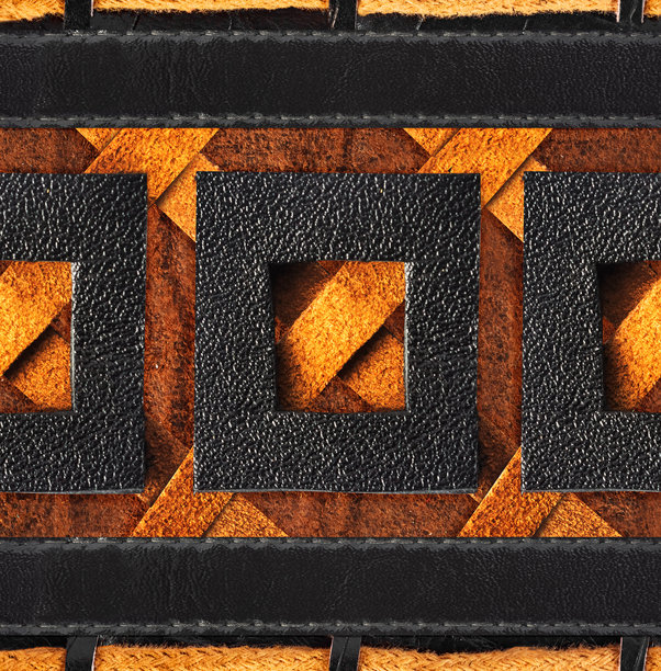 精美的黑色和棕色皮革方块补丁的无缝4K照片纹理。图片下载