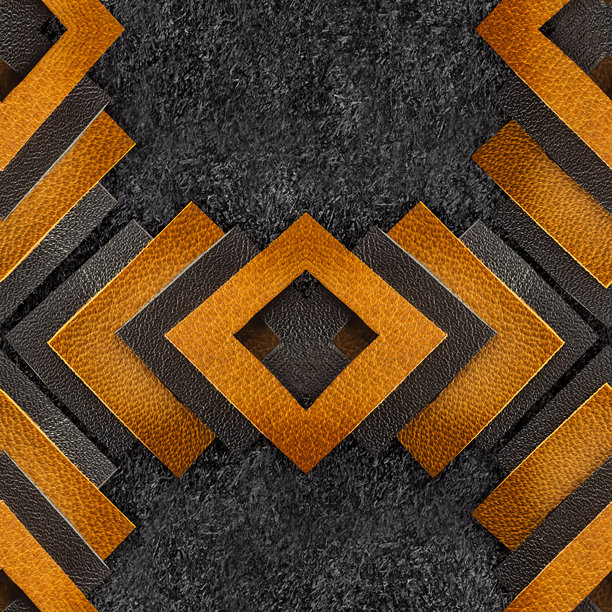 无缝的4K照片纹理材料，黑色和浅棕色皮革带网状装饰图案。图片下载