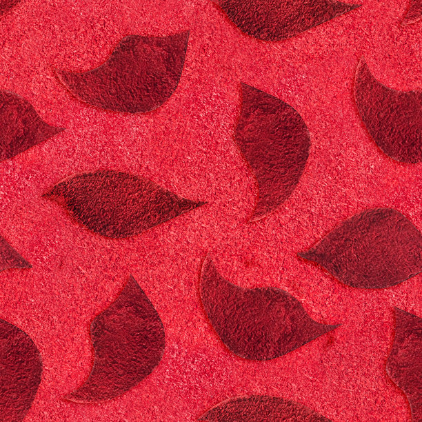 无缝的4K照片纹理材料，珊瑚红色绒面革，带有叶子插入。图片下载