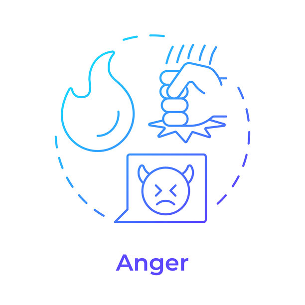 愤怒蓝色渐变概念图标图片下载