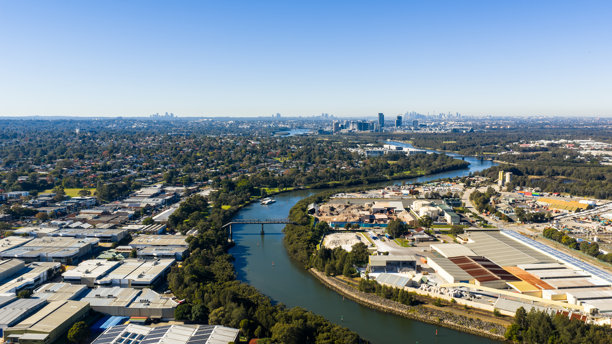 帕拉马塔河上空的帕拉马塔中央商务区航拍照片图片下载