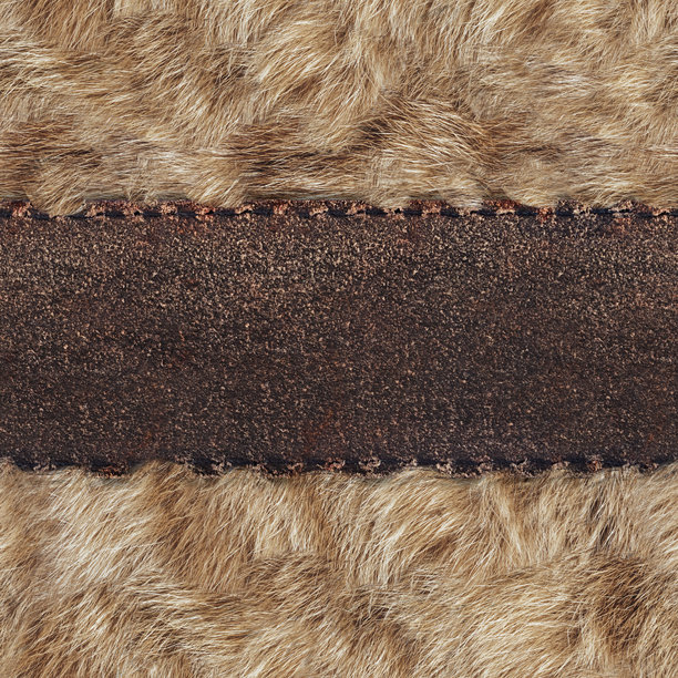 无缝的4K照片材质，浅棕色毛皮与皮革绒面带。图片下载