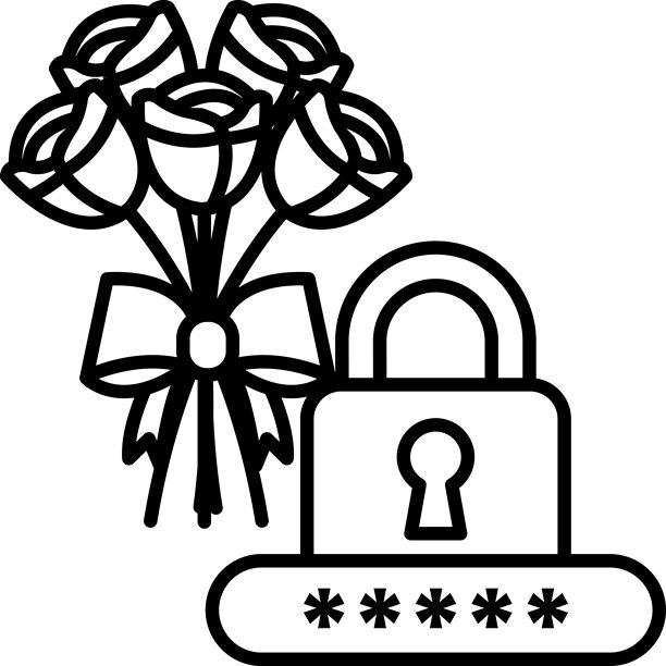 一束玫瑰花旁边有一个带钥匙孔的锁图片下载