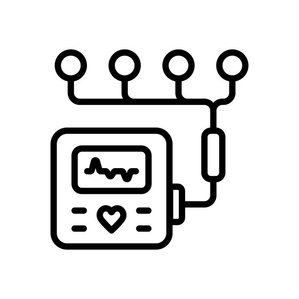 霍尔特监测系统跟踪。医疗医院。心率屏幕。ECG系统数字分析记录系统。矢量孤立轮廓符号图片下载