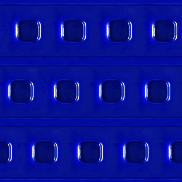 无缝4K照片纹理材料，蓝色塑料科技穿孔面板表面。图片下载