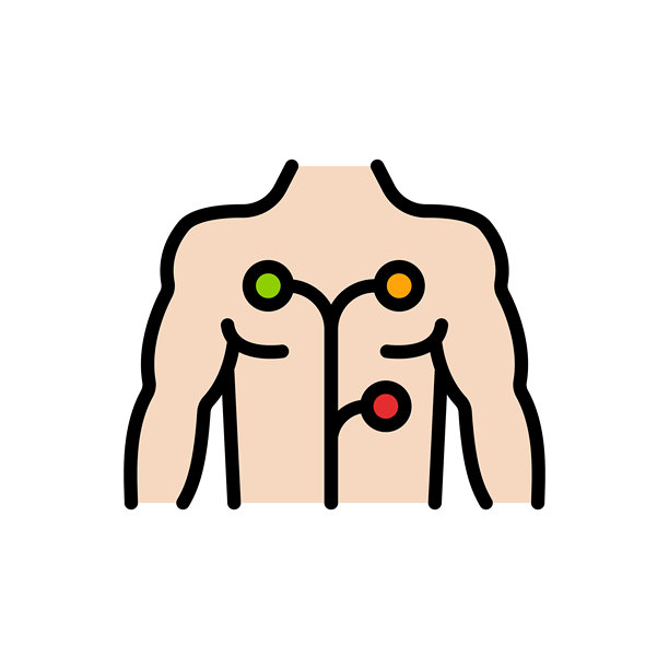 心电图屏幕矢量彩色图标。便携式心电图监测仪。动态心电图系统。数字心率分析仪和记录系统。孤立的医疗符号。图片下载