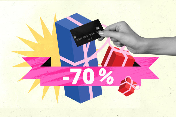 创意照片拼贴，信用卡支付，银行，低价，折扣，便宜，交易，买家，绘画背景图片下载