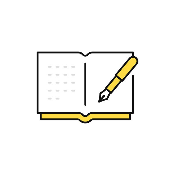 钢笔和书籍简单矢量图标插图素材图片下载