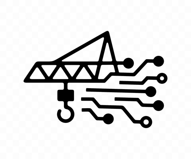建筑，塔式起重机或带电路板的起重机，图形设计。技术，人工智能和工程，矢量设计与插图。图片下载