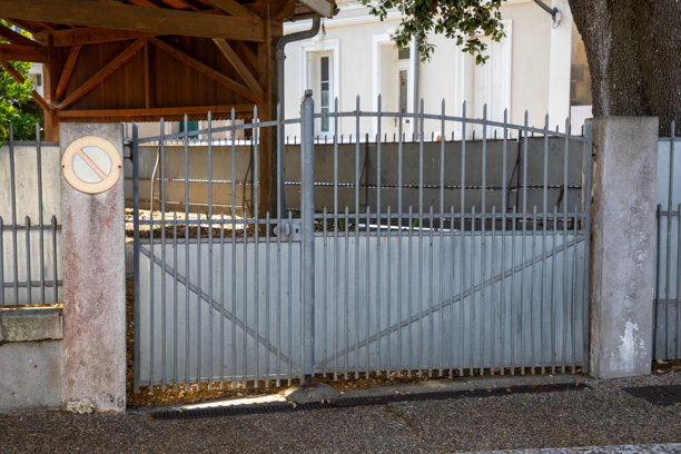 原始银色金属门，古典复古风格，钢制家门，经典老房子花园入口，汽车门图片下载