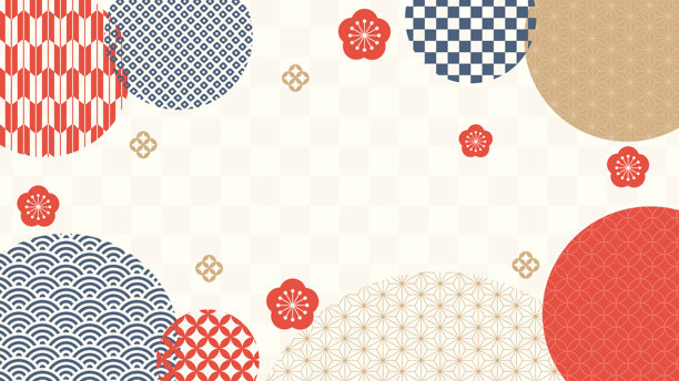 16:9 背景素材：包含传统日本图案的风景插图图片下载