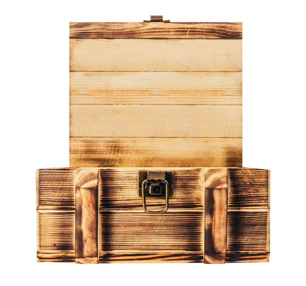 孤立的木制古董弹药箱照片，背景为白色。图片下载