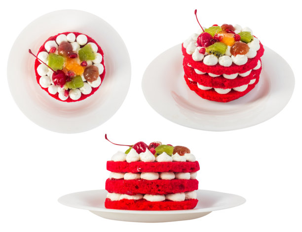 白色背景上的水果蛋糕孤立照片。图片下载