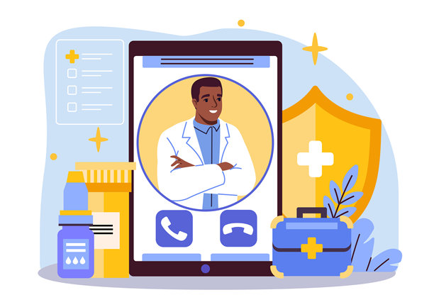 远程医疗咨询概念屏幕。矢量插图图片下载