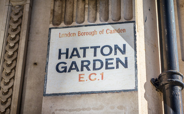 伦敦哈顿花园的手绘街道标志图片下载