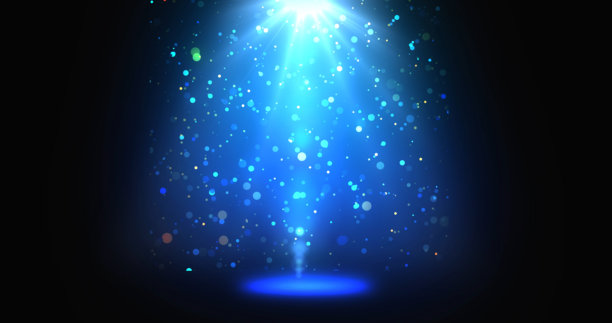 大型舞台聚光灯照亮了一个供艺术家表演的圆形区域。舞台上的光线呈现黑色，适用于视觉特效的叠加素材。圆形讲台为娱乐、舞者和演员准备就绪。图片下载