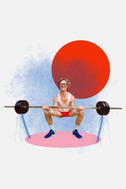 运动员在热身时努力举起哑铃的励志健身海报模板照片拼贴图片下载