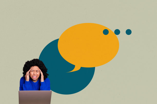 3D全景海报照片拼贴，快乐的女孩和男孩站在一起，交流图标和对话短语，畅所欲言。图片下载