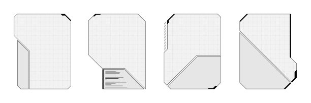 未来感游戏HUD，带有黑白面板、发光的霓虹框架和抽象的虚拟现实界面。赛博朋克屏幕布局融合了科技标志、科幻元素和游戏仪表盘。图片下载