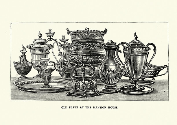 伦敦豪宅里的旧银器图片下载